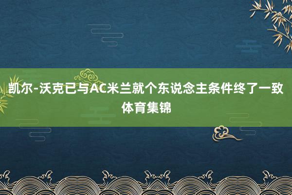 凯尔-沃克已与AC米兰就个东说念主条件终了一致体育集锦