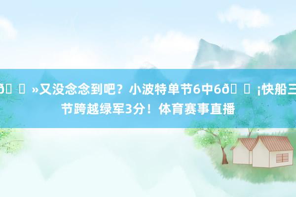 👻又没念念到吧？小波特单节6中6😡快船三节跨越绿军3分！体育