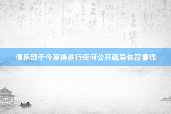 俱乐部于今莫得进行任何公开疏导体育集锦