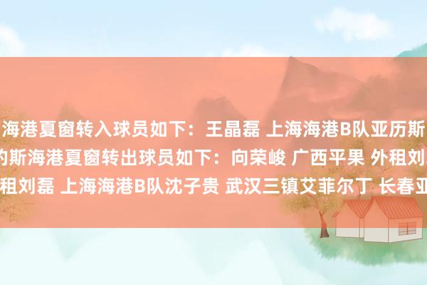 海港夏窗转入球员如下：王晶磊 上海海港B队亚历斯祖 奥迪沃特