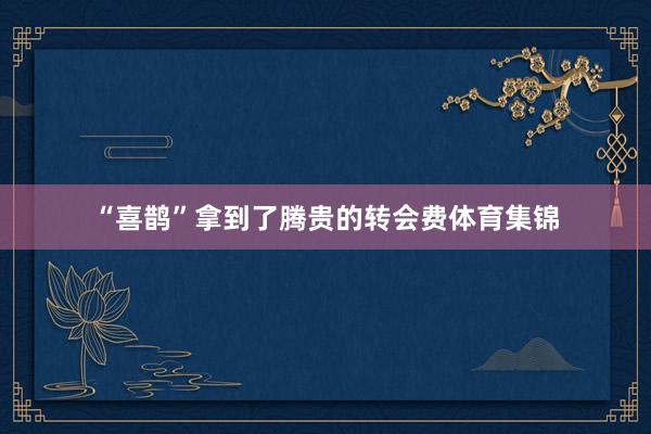 “喜鹊”拿到了腾贵的转会费体育集锦